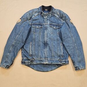 Field Sheer Denim 2-Layer Removable Lining Motorcycle Jacket L Zip Pockets